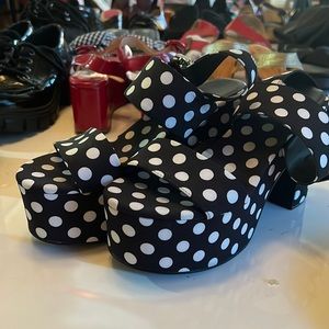 Jefrey Campbell MOODY Black Dot Lofty Platform Sandal  8.5  LAST CHANCE!!